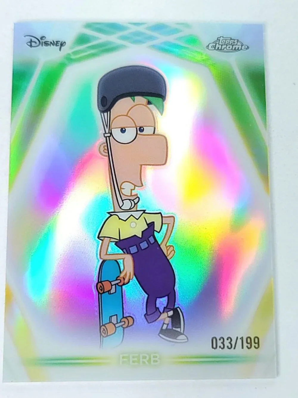 Ferb Topps 2026 Disney Neon Holo Chrome Refractor Limited 033/199 CNE